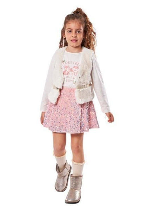 Εβίτα Kids Set with Skirt & Jacket Winter 3pcs ecru