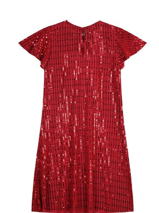 Rochie Fete Mânecă Lungă Cu Paiete Set Cu Accesorii Roșie