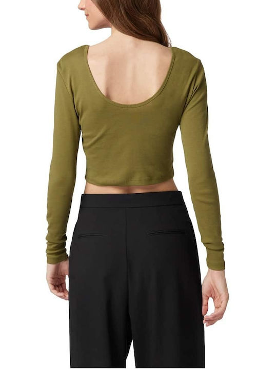 Only Damen Crop Top Baumwolle Langarm Ladi