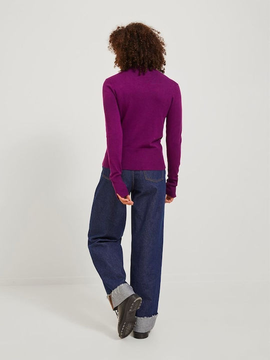 Women's Long Sleeve Sweater Turtleneck Purple Dark