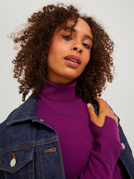 Women's Long Sleeve Sweater Turtleneck Purple Dark