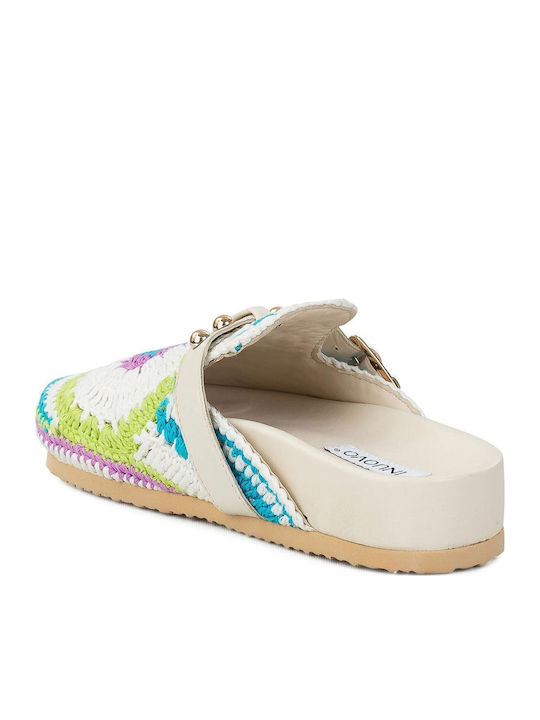 Fără toc Piele Mule Colorful-White