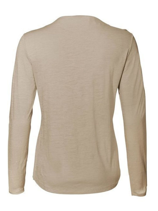 Women's Athletic Blouse Long Sleeve Brown