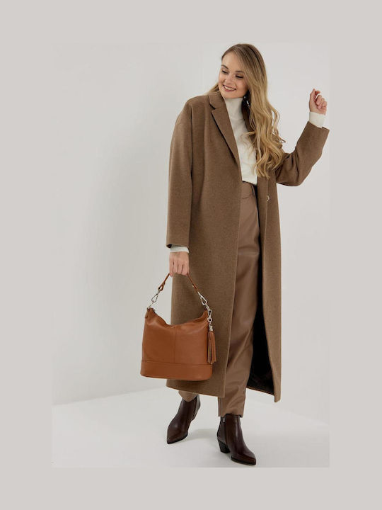 Leder Damentasche Schultertasche Lila