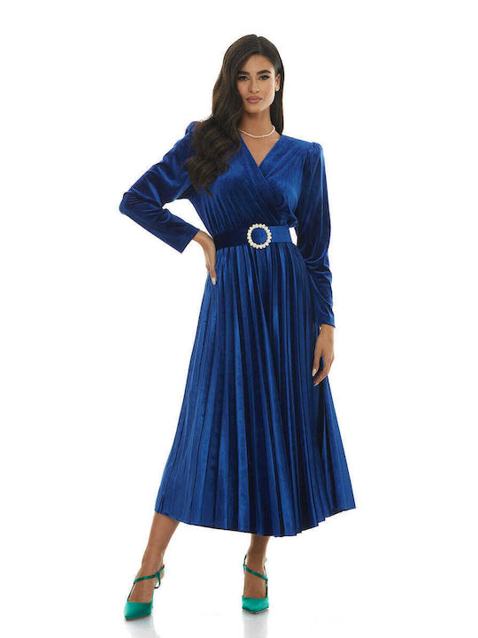 RichgirlBoudoir Midi Evening Dress Velvet Wrap Blue