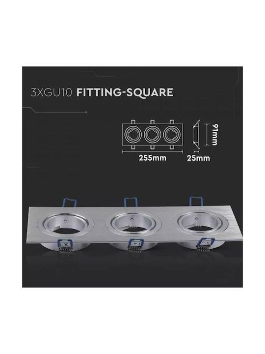 Aigostar Rectangle Metallic Frame for Spot GU10 Silver 25.5x9.1cm. 1pcs
