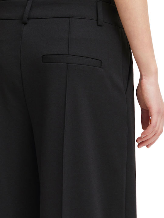 'kate' Women's Fabric Trousers Wide Line Black (194008/BLACK)
