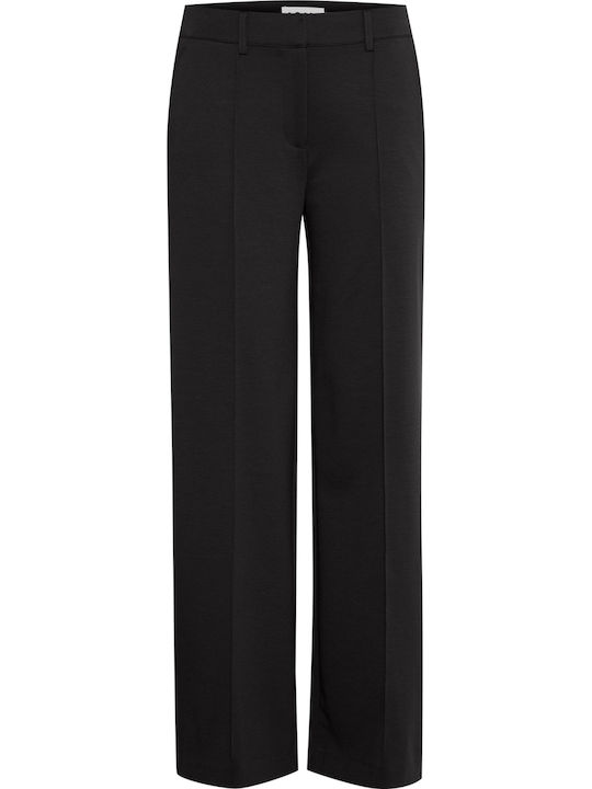 'kate' Women's Fabric Trousers Wide Line Black (194008/BLACK)