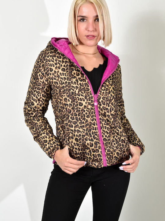 Women's Long Puffer Jacket for Winter Fuchsia