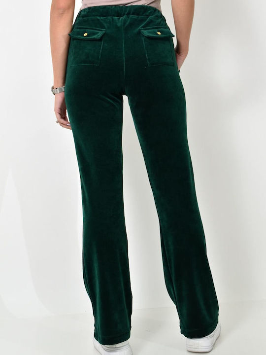 First Woman Set Women's Sweatpants Green. Velvet