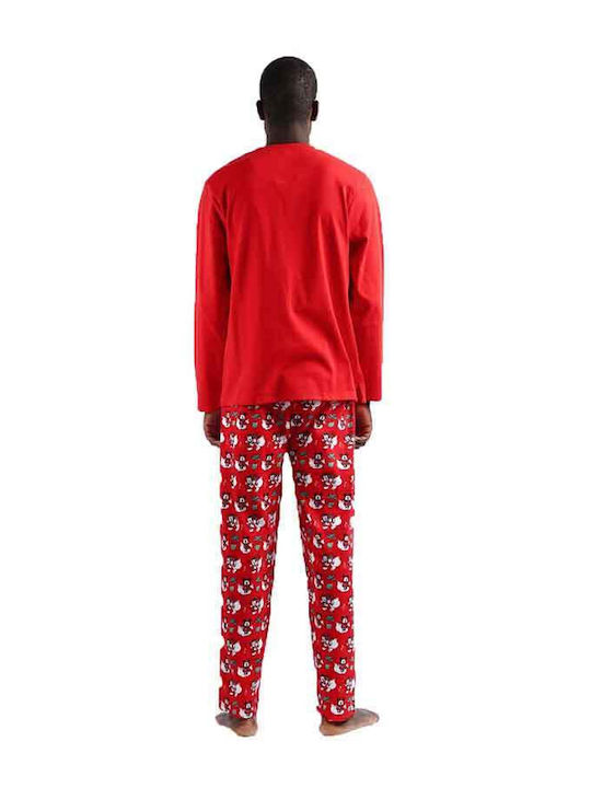 Admas Men's Winter Cotton Pajamas Set Red