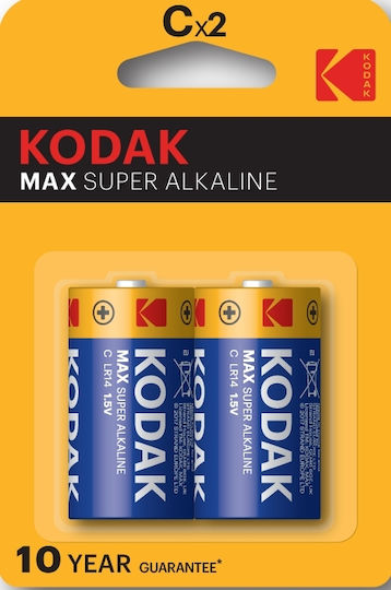 Kodak Max Alkaline Batterien C 1.5V 2Stück