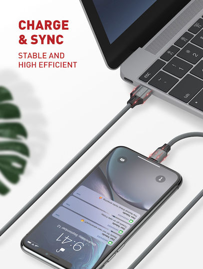 Ldnio LS442 Braided USB 2.0 Cable USB-C male - USB-A 12W Γκρι 2m