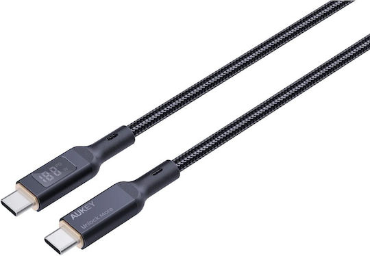 Aukey Cablu USB 2.0 USB-C Masculin - USB-C 100W PD Negru 1.8m AKAUKKUCBMCC102