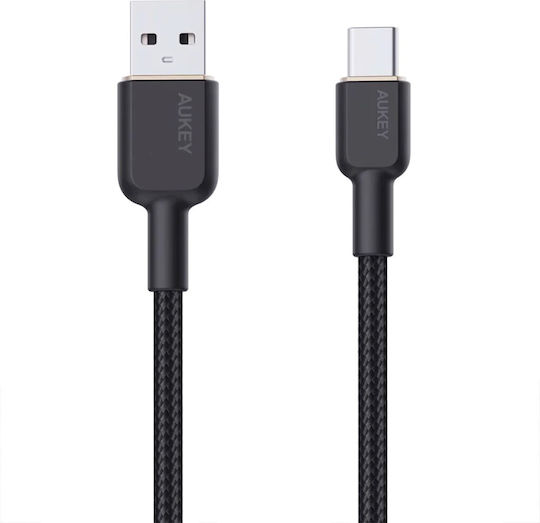 Aukey CB-NAC2 USB 2.0 Кабел USB-C Мъжки - USB-A 60W Захранване PD Черен 1.8м AKAUKKUCBNAC2BL