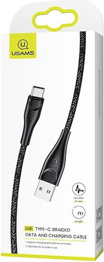 Usams US-SJ392 Braided USB 2.0 Cable USB-C male - USB-A 10W Μαύρο 1m SJ392USB01