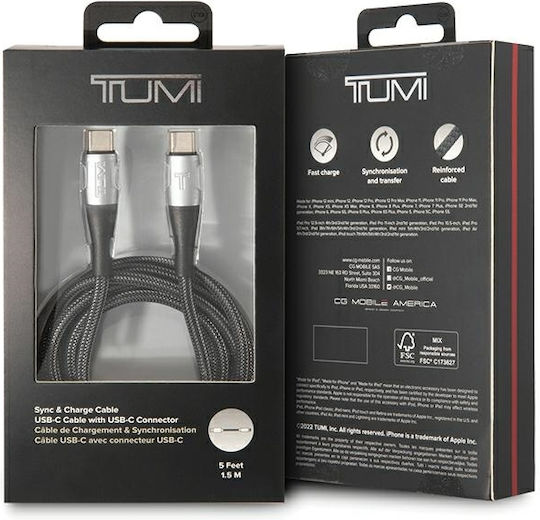 Tumi Braided USB 2.0 Cable USB-C male - USB-C Μαύρο 1.5m TUCCSUSBC