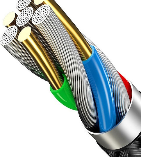 Usams US-SJ221 Плетен USB 2.0 Кабел USB-C Мъжки - USB-A Червен 1.2м SJ221TC02