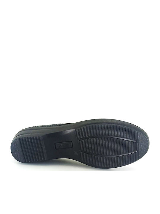 Ανατομικά Γυναικεία Slip-On Δερμάτινα Μαύρα