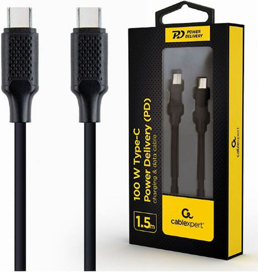 Gembird USB 2.0 Cable USB-C male - USB-C 100W PD Μαύρο 1.5m CC-USB2-CMCM100-1.5M