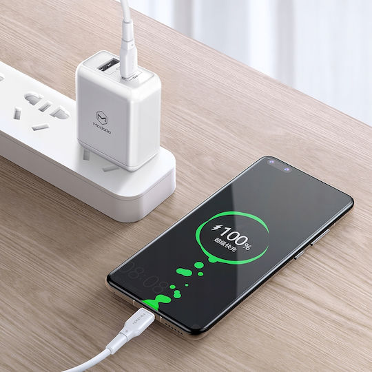 Mcdodo Regular USB 3.0 Cablu USB-C bărbătesc - USB-C 100W Alb 1.2m (CA-8350)