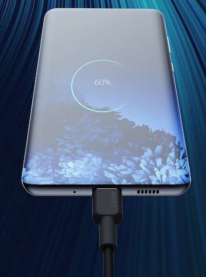Aukey USB 2.0 Cable USB-C male - USB-C 60W PD Μαύρο 1.8m AKAUKKUCBNCC2BL