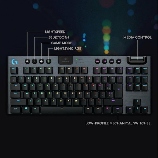 Logitech G915 TKL Wireless Gaming Mechanical Keyboard Tenkeyless with GL Tactile switches and RGB lighting (English US)