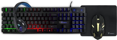 Supercase Force Battle Station 4in1 Gaming Keyboard Set with RGB lighting & Mouse (English US)