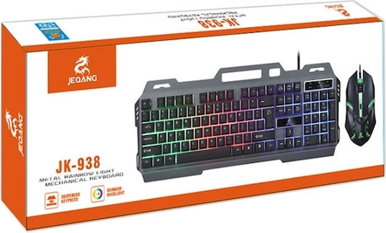 Jeqang JK-968 Οπτικό Σετ Gaming Πληκτρολόγιο με RGB φωτισμό & Ποντίκι (Αγγλικό US)