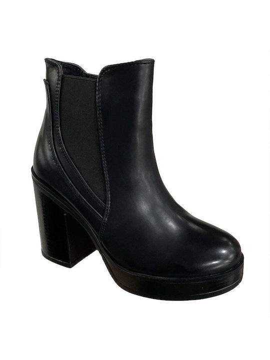 Ustyle Women's Ankle Boots with High Heel Black