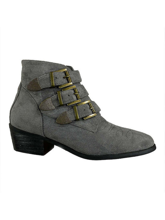 Ustyle Cizme cowboy pentru femei cu toc mediu Gray