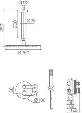 Imex Line Set Mischer & Duschkopf für Wandmontage für Dusche 2 Ausgänge Imex Line Set Mischer & Duschkopf für Wandmontage für Dusche 2 Ausgänge