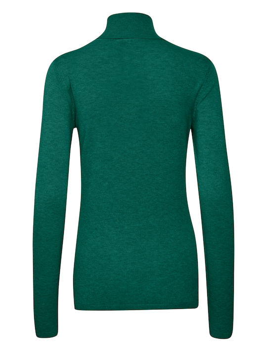 ICHI Women's Long Sleeve Sweater Turtleneck Green (QUETZAL GREEN).