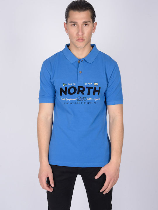 North 56.4 Bluza Bărbătească cu Mânecă Scurtă Polo BLUE