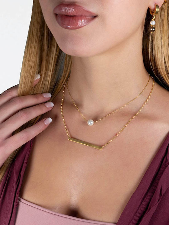 Theodora's Jewellery Colier Din Argint Plăcut Cu Aur