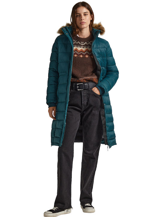 Pepe Jeans Women's Short Puffer Jacket for Winter Green (692/REGENT GREEN)
