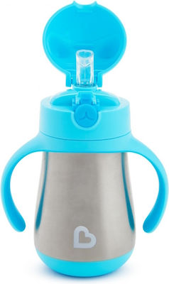 Munchkin Baby & Kleinkind Becher mit Griffen und Strohhalm Cool Cat Blau 1Stück 237ml für 18m+m+