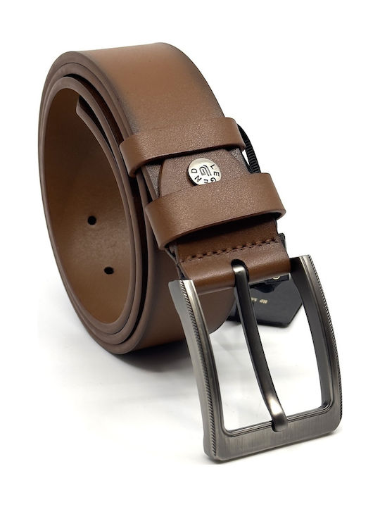 Wide Men's Belt Leather Brown