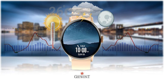 Giewont GW330 45mm Smartwatch με Παλμογράφο (Ροζ Χρυσό)