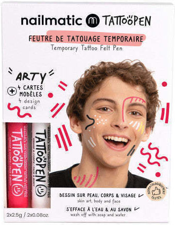 Nailmatic Set de pictură pe piele Tattoopen cu modele Arty Machiaj pentru Copii