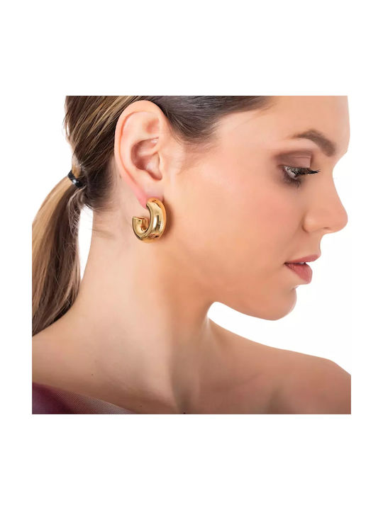 Oxzen Earrings Hoops made of Steel Gold Plated