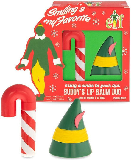 Mad Beauty Elf Hat & Cane Duo Set Lip Balsam Cireșe și mere