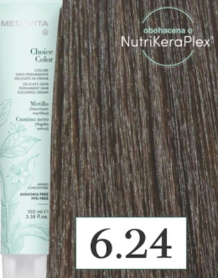 Medavita Choice Color Vopsea de Păr fără amoniac 6.24 Blond închis iridescent bronz 100ml