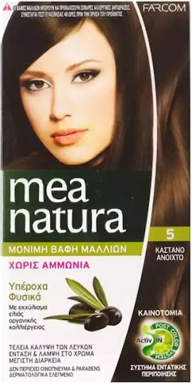 Farcom Mea Natura Βαφή Μαλλιών Χωρίς Αμμωνία 5 Καστανό Ανοιχτό 60ml