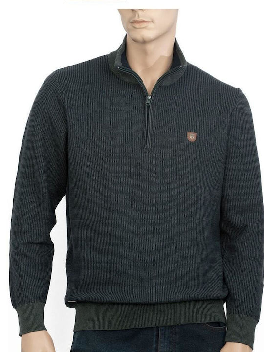 Visconti Herren Langarm-Pullover Ausschnitt mit Reißverschluss Haki