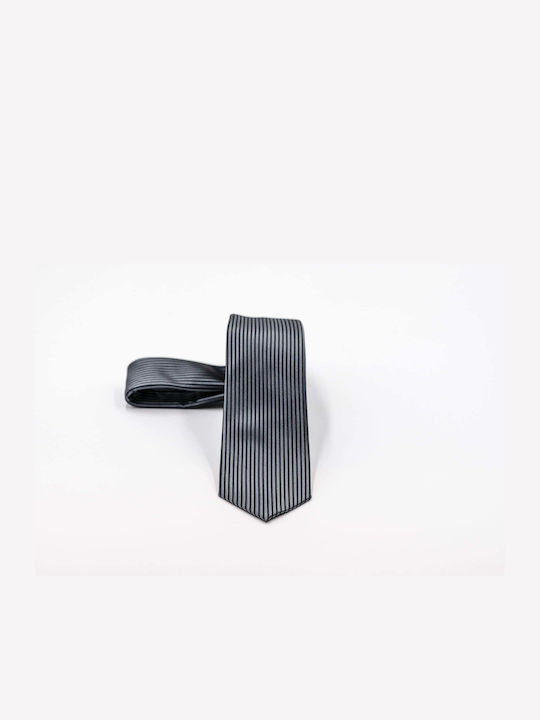 Krawattenset mit grauer, gestreifter Krawatte K21-49 - Grau