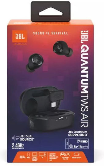 JBL Quantum TWS AIR In-Ear Bluetooth-Freisprecheinrichtung Kopfhörer mit Ladeetui Schwarz