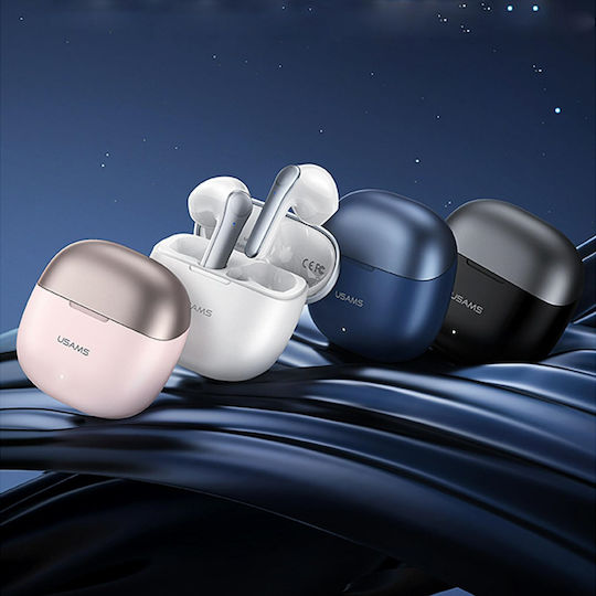 Usams XH09 Earbud Bluetooth Handsfree Ακουστικά με Θήκη Φόρτισης Μπλε