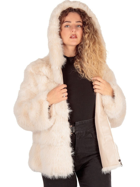 Women's Short Fur Beige