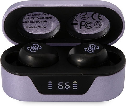 Guess Classic Logo In-Ear Bluetooth-Freisprecheinrichtung Kopfhörer mit Ladeetui Lila